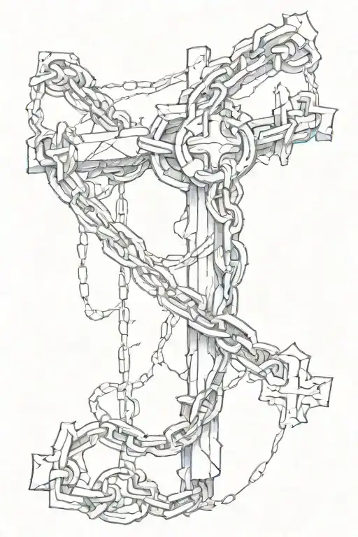 chain broken by a cross tattoo design idea