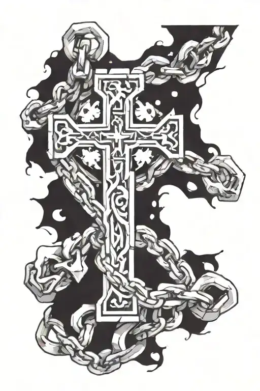 chain broken by a cross tattoo design idea