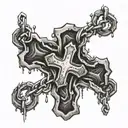 chain broken by a cross tattoo design idea