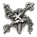 chain broken by a cross tattoo design idea