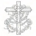 chain broken by a cross tattoo design idea