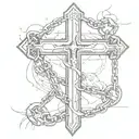 chain broken by a cross tattoo design idea