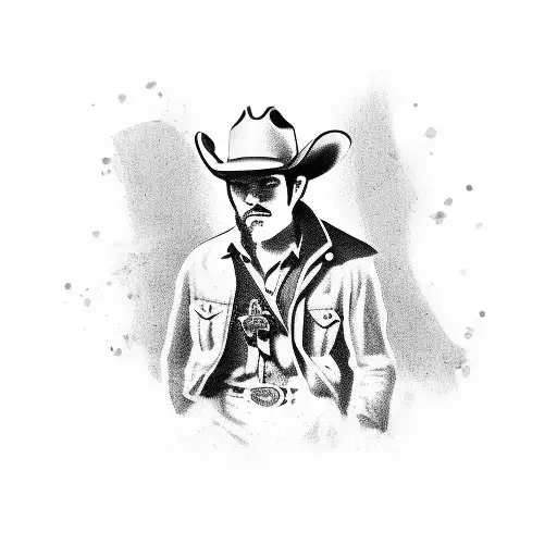 Cowboy with Revolver tattoo design idea