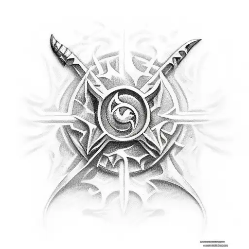 realistic depiction of a Dota 2 Desolator weapon tattoo design idea