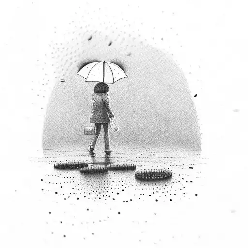 piano keys with rain tattoo design idea