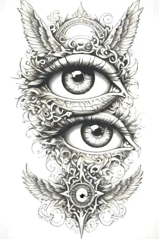 eyes angel gothic  tattoo design idea