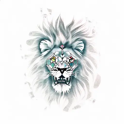 arm sleeve tattoo with lion and latin saying that symbolizes discipline and conquering  tattoo design idea