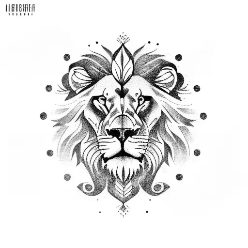 arm sleeve tattoo with lion and latin saying that symbolizes discipline and conquering  tattoo design idea