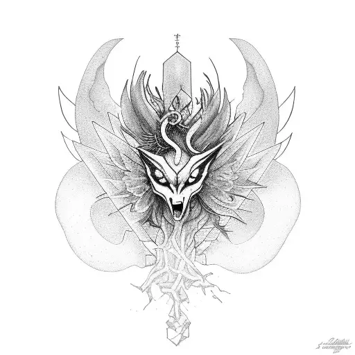 crosses,chains,women,lycoris,phoenix tattoo design idea