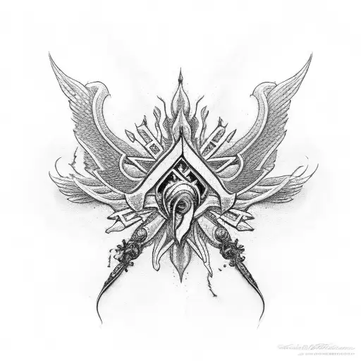 cross,chain,women,lycoris,phoenix tattoo design idea