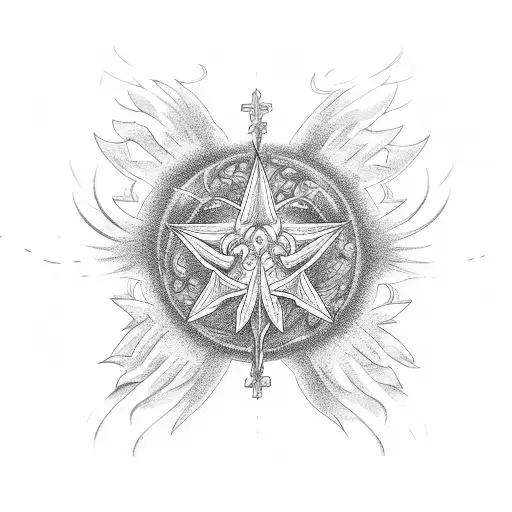 cross,chain,,lycoris,phoenix tattoo design idea