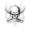 devil dancing with a skeleton tattoo design idea
