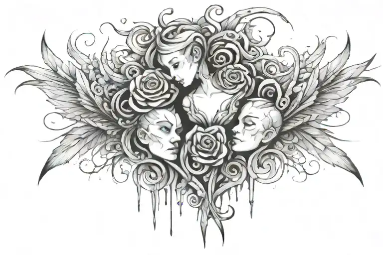 soul true love abstract concept art piece tattoo design idea