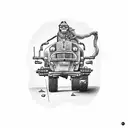 muscular robber in a tractor tattoo design idea