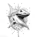 Zombie shark tattoo design idea