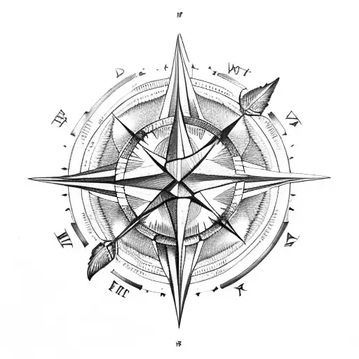 Capricorn compass eagle feather  tattoo design idea