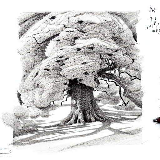 oak tree with two season with a Climber and a wanderer tattoo design idea