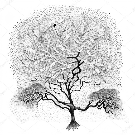oak tree with two season with a Climber and a wanderer tattoo design idea