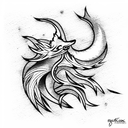 nine tailed fox skeleton with an aura attacking tattoo design idea