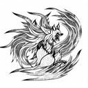 nine tailed fox skeleton with an aura attacking tattoo design idea