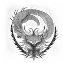 nine tailed fox skeleton with an aura attacking tattoo design idea