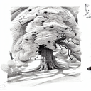 oak tree with two season with a Climber and a wanderer tattoo design idea
