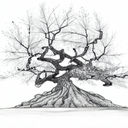 oak tree with two season with a Climber and a wanderer tattoo design idea