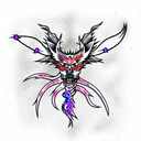 nine tailed fox skeleton with an aura attacking tattoo design idea