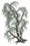 weeping willow tree branches tattoo design idea