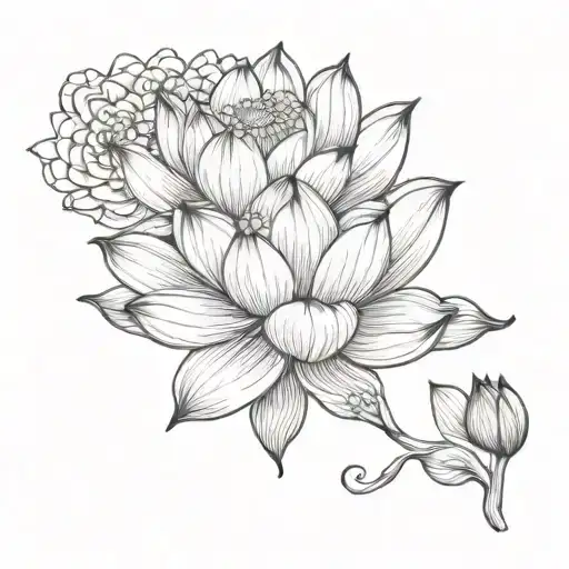 mastectomy, lotus tattoo and black-and-white tattoo design idea