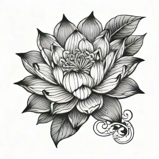 lotus tattoo as a replacement nipple tattoo design idea