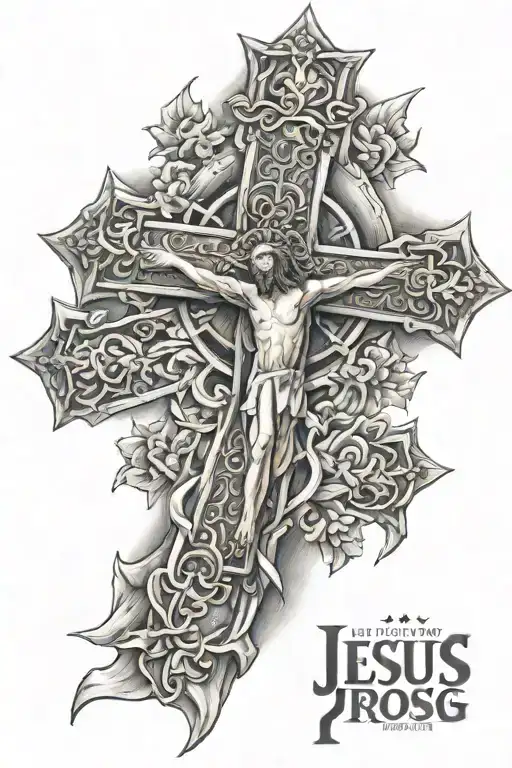 Jesus cross with proverbs 24:16 tattoo design idea