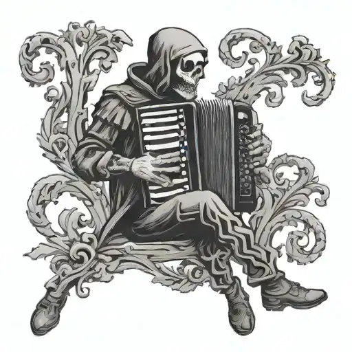 Death playing an accordion, as inspired by The Book Thief tattoo design idea