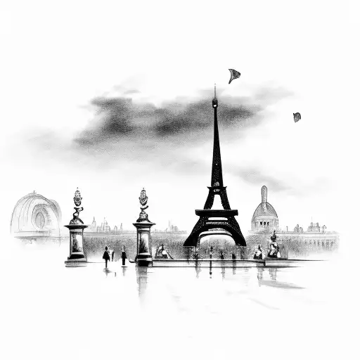 paris landscape tattoo design idea