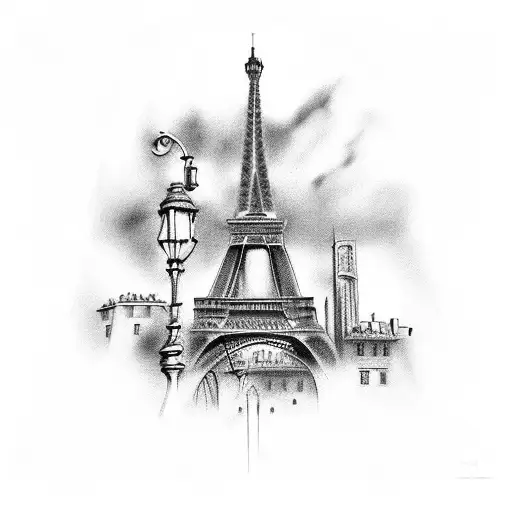 paris buildings tattoo design idea