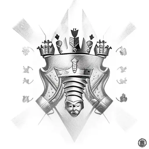 knight, queen and king chess pieces  tattoo design idea