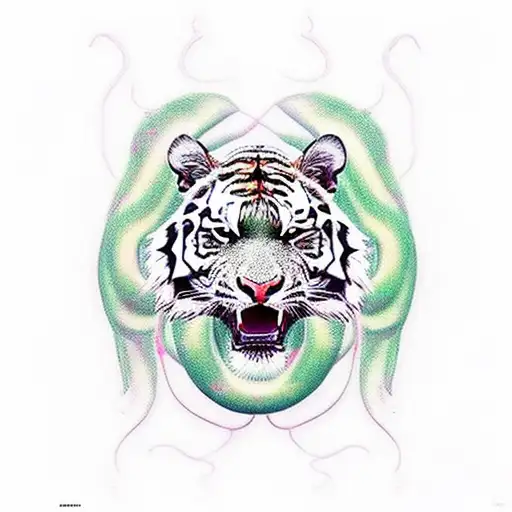 tiger bites snake tattoo design idea