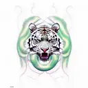 tiger bites snake tattoo design idea