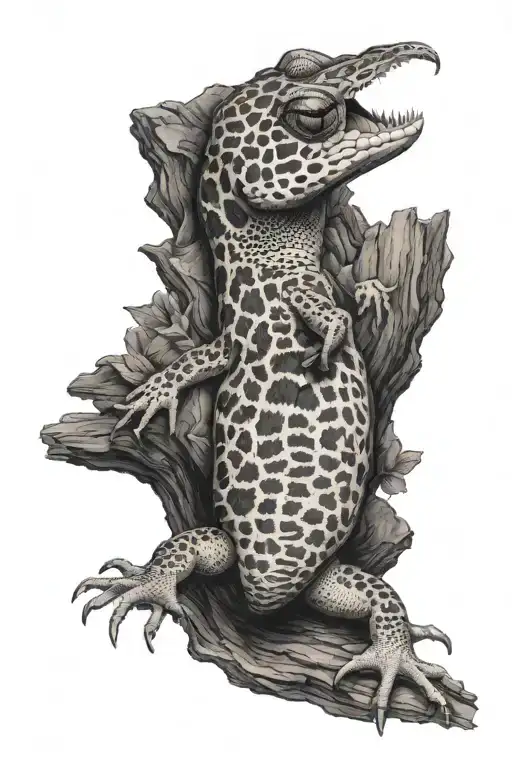 leopard gecko memorial tattoo design idea