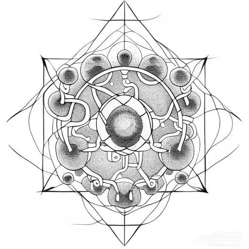 atom molecules mushrooms tattoo design idea