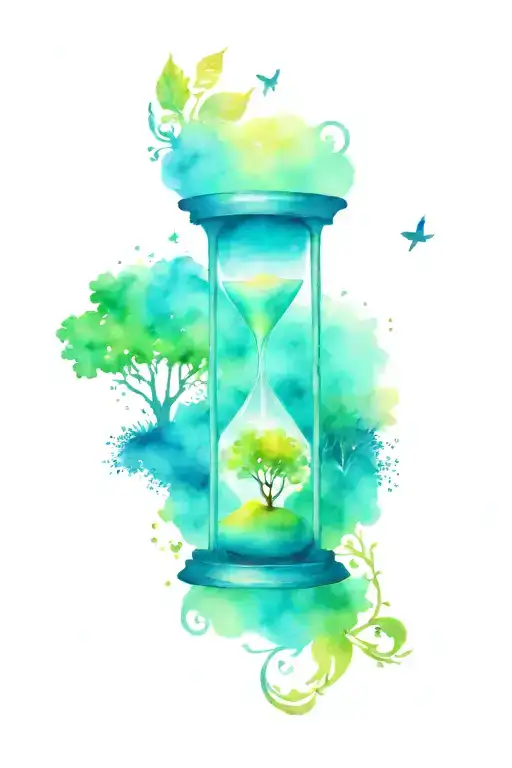 hourglass shows tree of life tattoo design idea