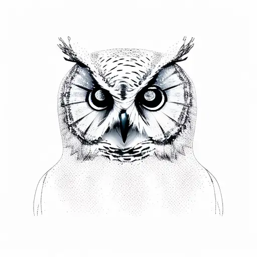 pecan tree with owl colorful  tattoo design idea