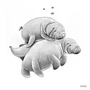 manatee, mother and baby tattoo design idea