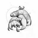manatee, mother and baby tattoo design idea
