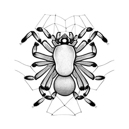 black widow spider walking on web tattoo design idea