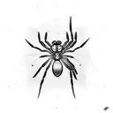 black widow spider walking on web tattoo design idea