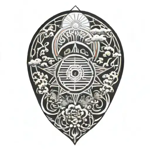 the rising sun, it will be done on the shoulder and will continue with sacred geometry to the chest. tattoo design idea