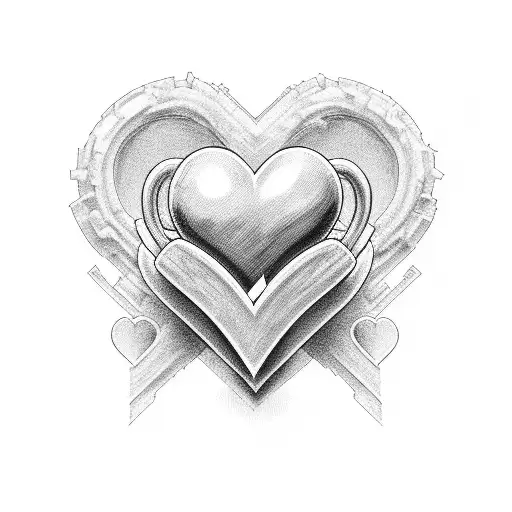 three pixel hearts and half heart left tattoo design idea