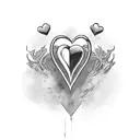 three pixel hearts and half heart left tattoo design idea