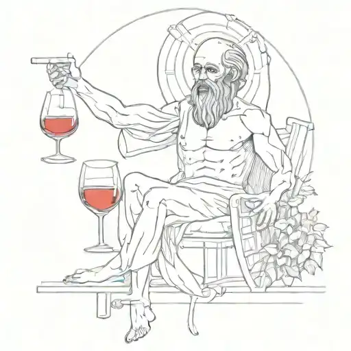 the death of socrates wine passing tattoo design idea